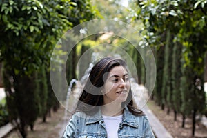 Young woman in a gardens mallorca