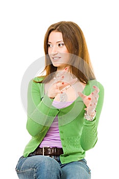 Young woman gesticulating