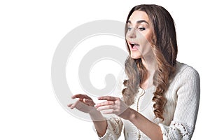 Young woman gesticulating