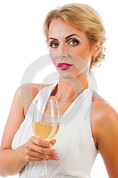 Young woman with a glass of champagne