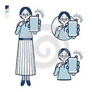 A young woman with glasses with Offer a smartphone images
