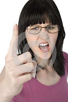 Young Woman in Glasses Yelling