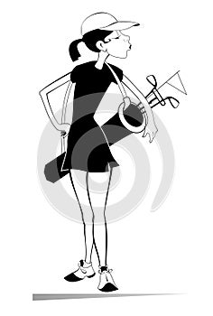 Young woman a golfer isolated illustration