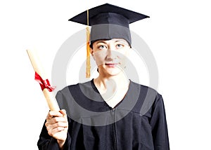 Young woman graduating holding diploma