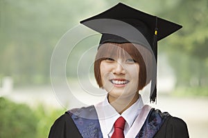 Young Woman Graduating From University, Close-Up Horizontal Portrait