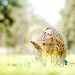 Young woman on grass