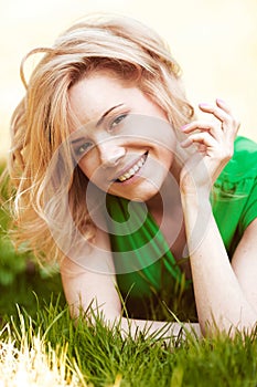 Young woman on grass