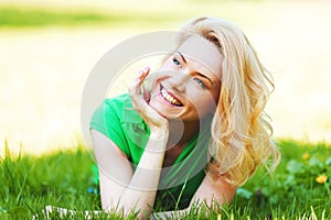 Young woman on grass