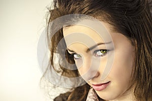 Young woman with green eyes