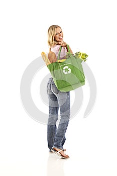 Young woman with groceries