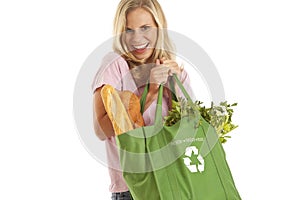 Young woman with groceries