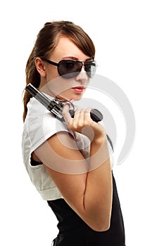 Young woman with gun