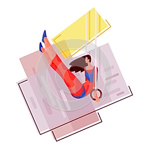 Young woman on gymnastic rings