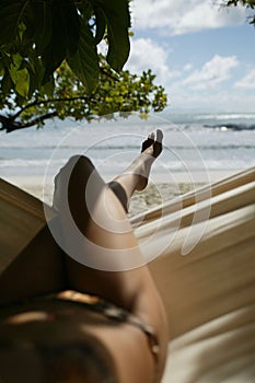 Young woman in hammock