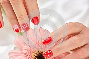 Young woman hands with manicure.