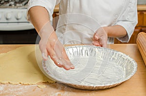 Young woman hands preparing a mold