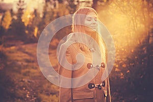 Young Woman happy smiling harmony with nature