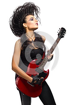 Young woman hard rock musician