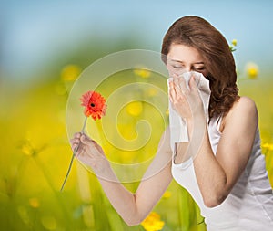 Young woman having allergy