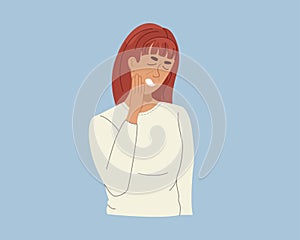 Young woman having bad toothache. Dental and oral health concept