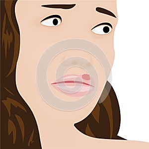 A young woman having cold sores herpes photo