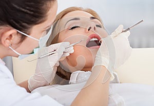 Young woman having dental checkup