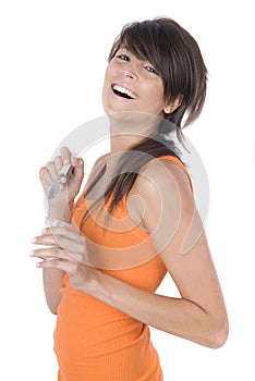 Young woman having a diet yogourth