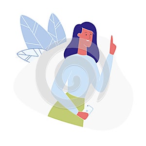 Young Woman Having Idea Flat vector Illustration