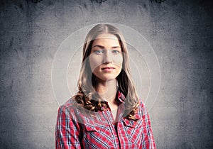 Young woman having serious and calm face