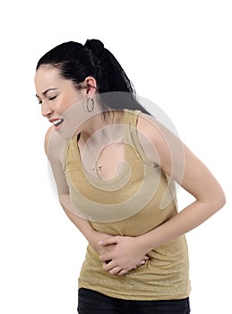 Young woman having a stomachache photo