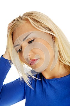 Young woman with headache.