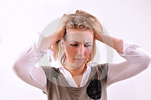 Young woman with headache