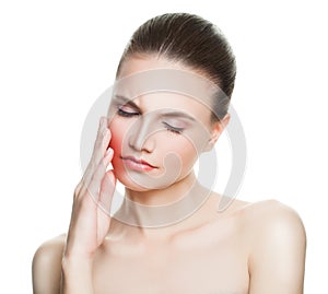 Young Woman with an Headache. Woman Puts Hands on the Head