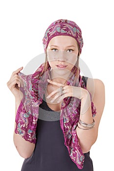 Young woman in headscarf