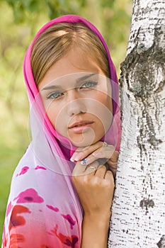 Young woman in headscarf. Alenushka.