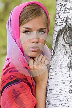 Young woman in headscarf. Alenushka.