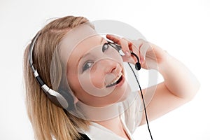 Young woman with headset