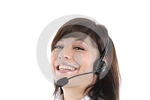Young woman with headset