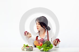 Young woman with Healthy, Fresh food, Clean eating recipes