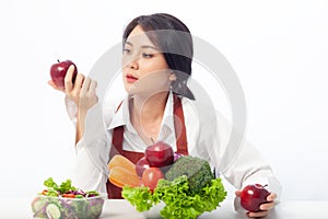 Young woman with Healthy, Fresh food, Clean eating recipes