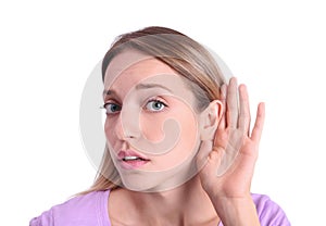 Young woman with hearing problem