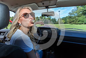 Young Woman in her Car