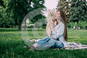 Young woman with her dog