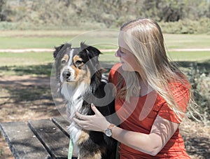 Young Woman with Her Dog.