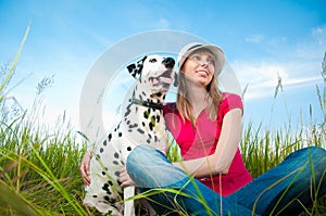 Young woman with her dog pet