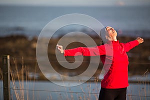 Young woman on her evening jog