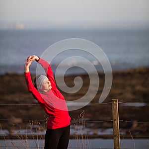 Young woman on her evening jog