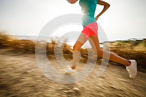 Young woman on her evening jog