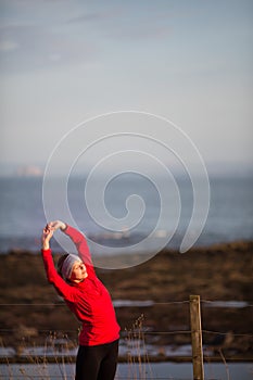 Young woman on her evening jog