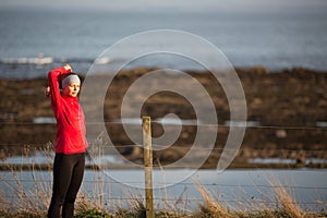 Young woman on her evening jog